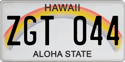 HI license plate ZGT044