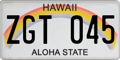 HI license plate ZGT045