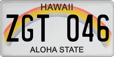 HI license plate ZGT046