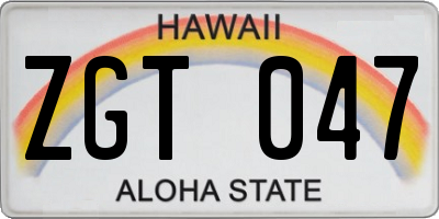 HI license plate ZGT047