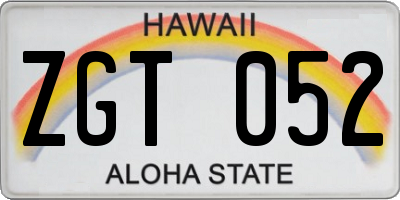HI license plate ZGT052