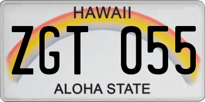 HI license plate ZGT055