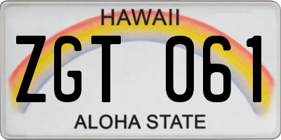 HI license plate ZGT061