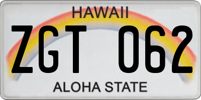 HI license plate ZGT062