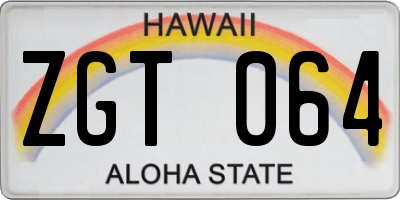 HI license plate ZGT064