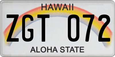 HI license plate ZGT072