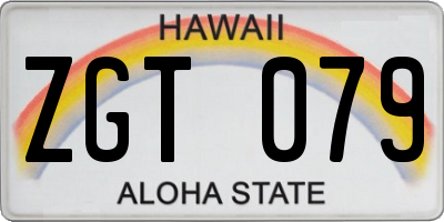 HI license plate ZGT079