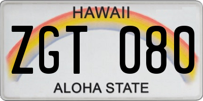 HI license plate ZGT080