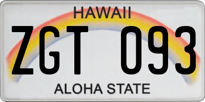 HI license plate ZGT093