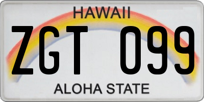 HI license plate ZGT099