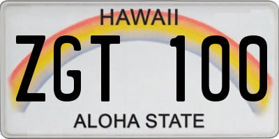 HI license plate ZGT100