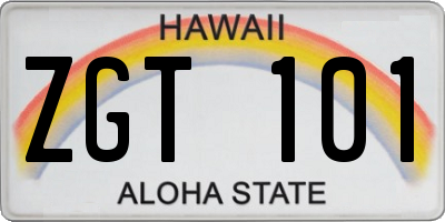 HI license plate ZGT101