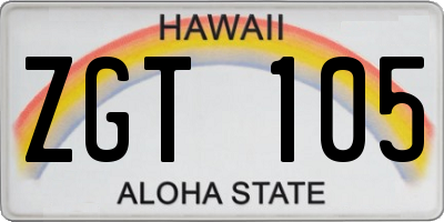 HI license plate ZGT105