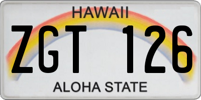 HI license plate ZGT126