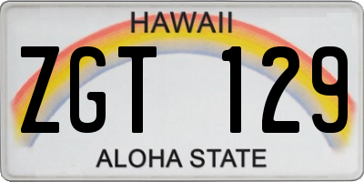 HI license plate ZGT129