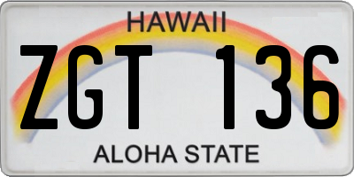 HI license plate ZGT136