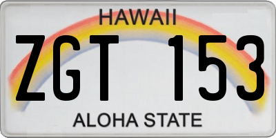 HI license plate ZGT153