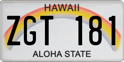 HI license plate ZGT181