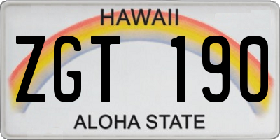 HI license plate ZGT190