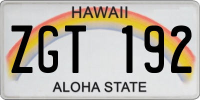 HI license plate ZGT192
