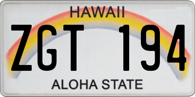 HI license plate ZGT194