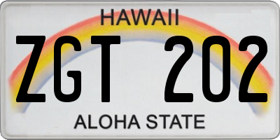 HI license plate ZGT202