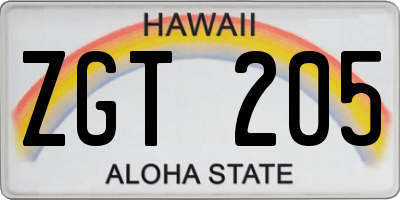 HI license plate ZGT205