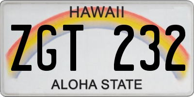 HI license plate ZGT232