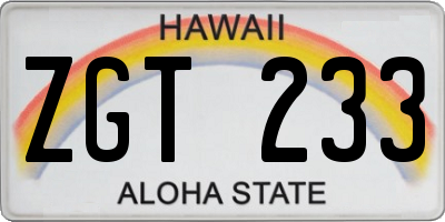 HI license plate ZGT233