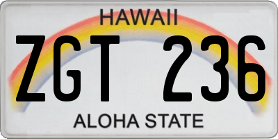 HI license plate ZGT236