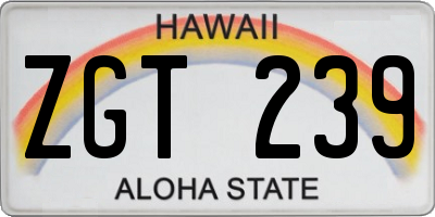 HI license plate ZGT239