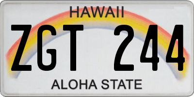 HI license plate ZGT244