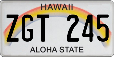 HI license plate ZGT245
