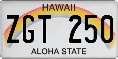 HI license plate ZGT250