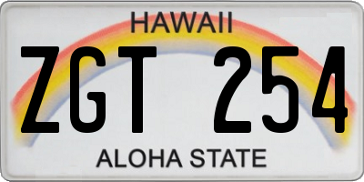 HI license plate ZGT254