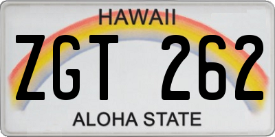 HI license plate ZGT262