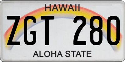 HI license plate ZGT280