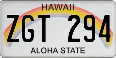 HI license plate ZGT294