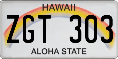 HI license plate ZGT303