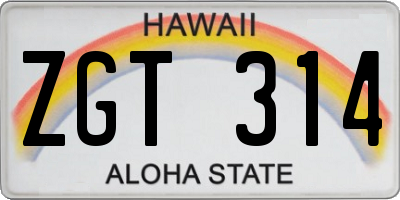 HI license plate ZGT314