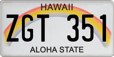 HI license plate ZGT351