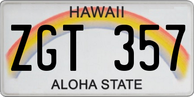 HI license plate ZGT357