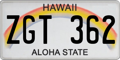 HI license plate ZGT362