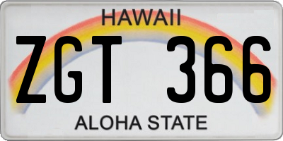 HI license plate ZGT366
