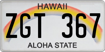 HI license plate ZGT367