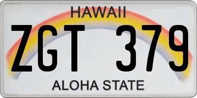 HI license plate ZGT379
