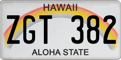 HI license plate ZGT382