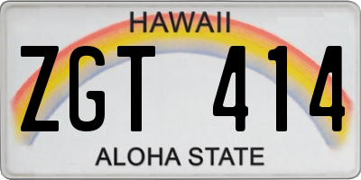 HI license plate ZGT414