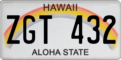 HI license plate ZGT432
