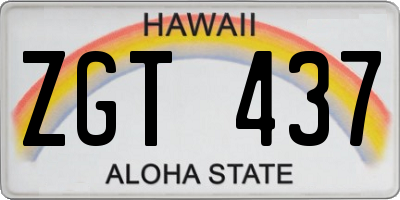 HI license plate ZGT437